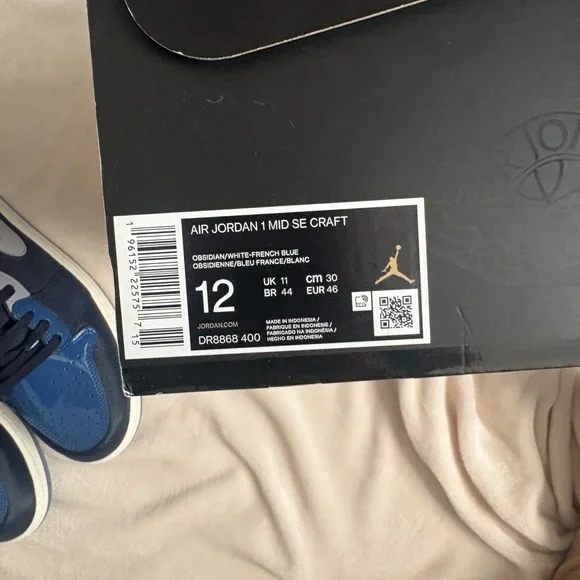 Air Jordan 1 Mid SE Craft- Size 12 Obsidian White/French Blue - Picture 10 of 12